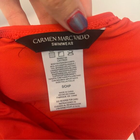 Carmen Marc Valvo Vibrant Red Swimwear Small - Picture 2 of 5